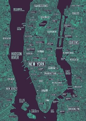 New York map purple