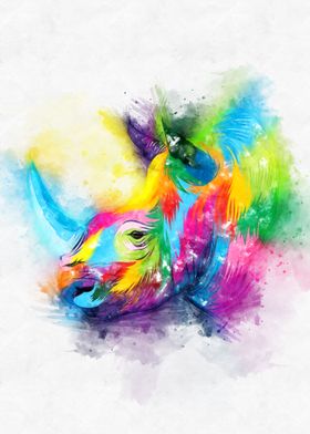 Rhino Head Watercolor
