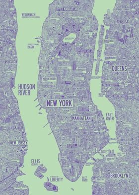 New York map bright