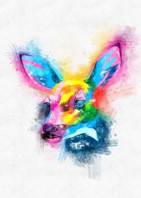 Sika Deer Head Watercolor