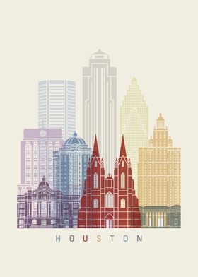 HOUSTON SKYLINE POSTER 