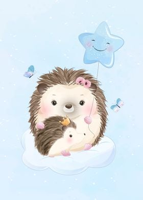 Cute hedgehog with star