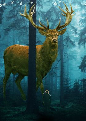 Giant Deer in the Woods