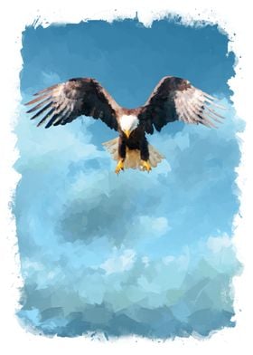 Eagle in the sky oil paint