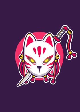 Cute kitsune with sword