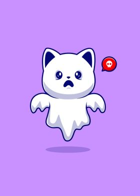 Cute ghost cat cartoon