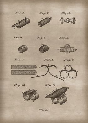 Vintage Whistle Blueprint
