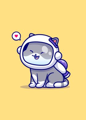 Cute cat astronaut sitting