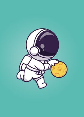 Astronaut play basketmoon