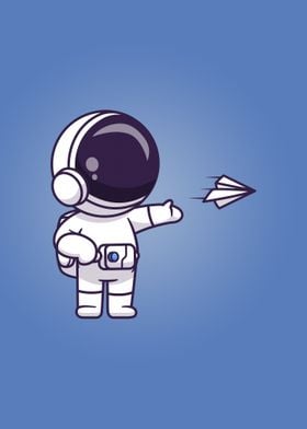 Astronaut play paper plane