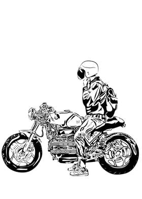 Motorcycle and rider art