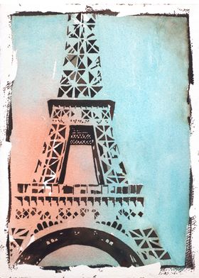Eiffel Tower Watercolor 