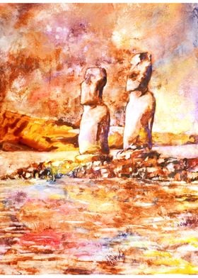 Moai Emoji Metal Prints for Sale