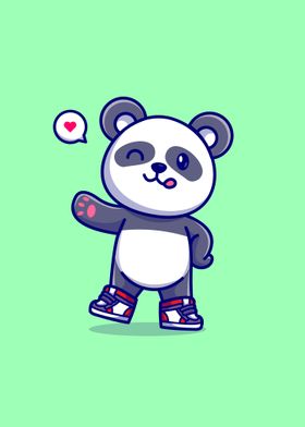 Cute panda wearing shoes