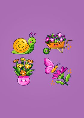 Spring flowers with snail