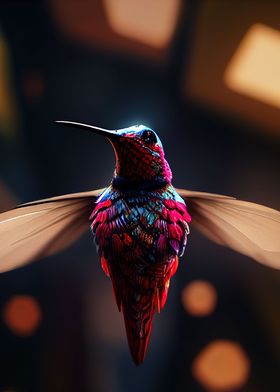 Red cape Hummingbird art