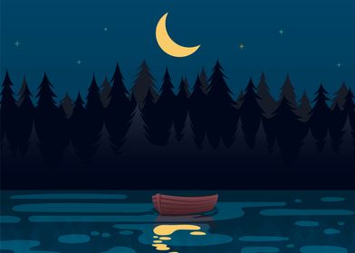 At night on the river