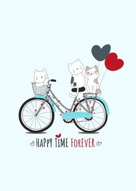 cute catc on bicycle