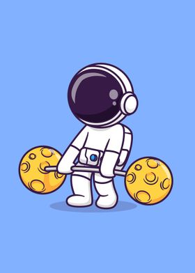 Astronaut lifting moon