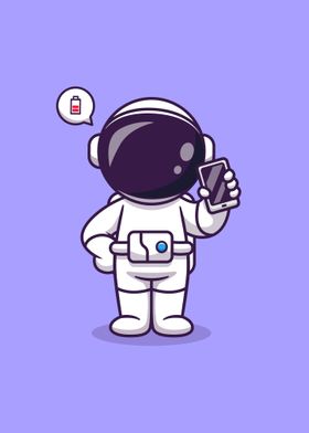 Astronaut holding phone