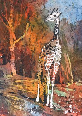 Giraffe watercolor batik