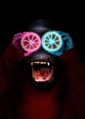 chimpanzee neon art