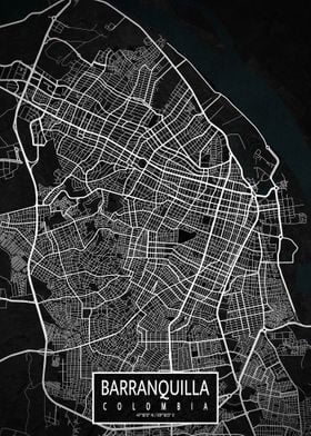 Barranquilla Map Dark