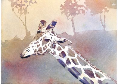Giraffe watercolor artwork