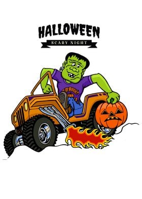 Funny Frankenstein driving