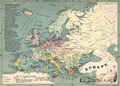 Vintage map of Europe