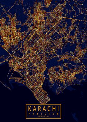 Karachi Map City At Night