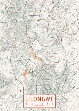 Lilongwe Map Bohemian