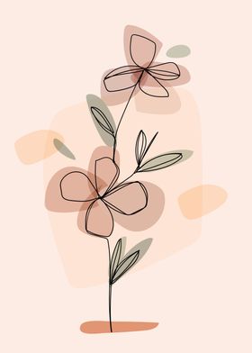 Pink shade floral line art