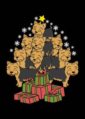 Yorkie Dog Christmas Tree