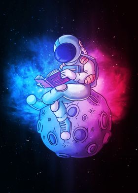 'Astronaut Reading Book' Poster by Black Iris | Displate