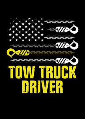 Tow Truck driver US flag