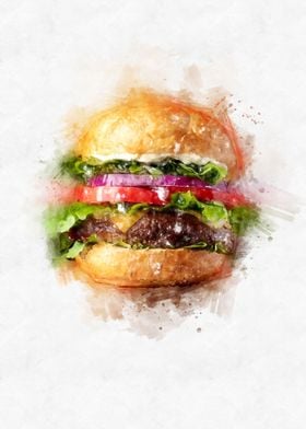 burger watercolor