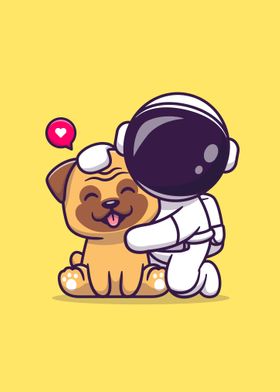 Cute astronaut with Dog