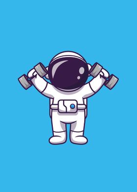 Cute astronaut dumbbell