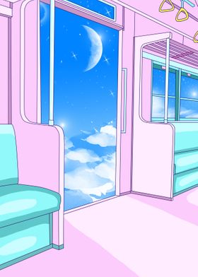 train aesthetic blue sky