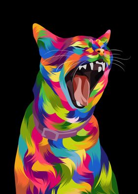 Cat colorful art