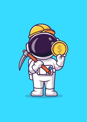 Cute astronaut mining