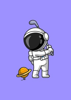 Astronaut playing golf