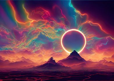 Psychedelic mountain view