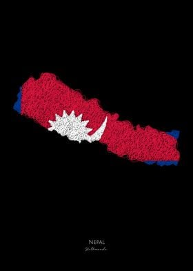NEPAL KATHMANDU FLAG MAP