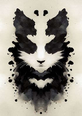 Cat Black Watercolor Style