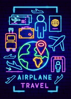 Airplane Travel Neon