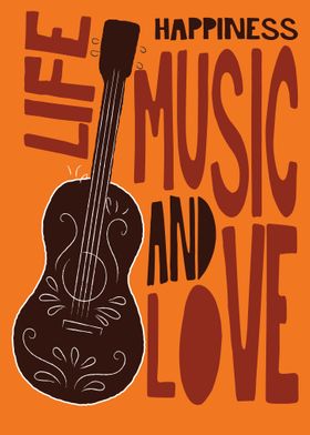 Music Poster Retro Guitar