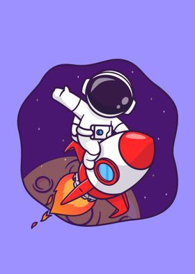 Astronaut riding rocket