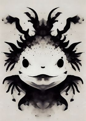 Axolotl Black Watercolor 